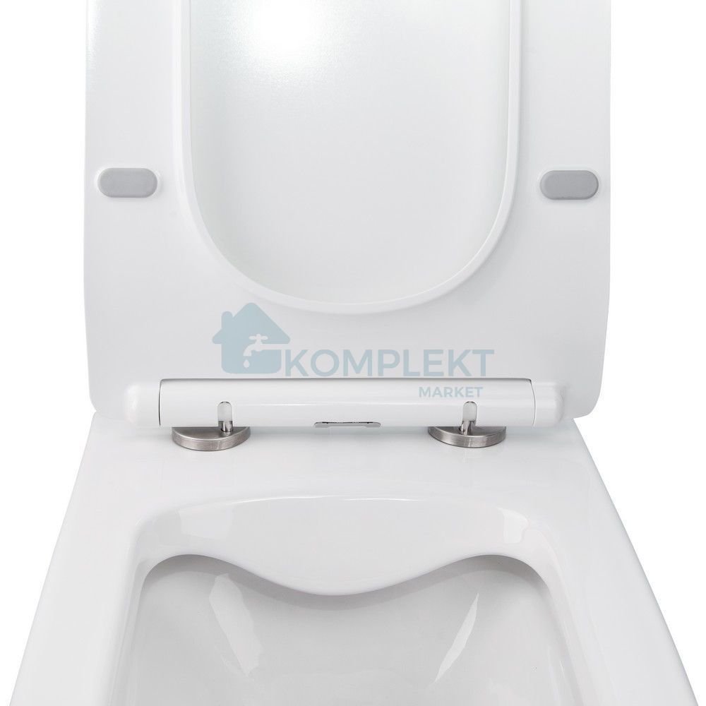 Унітаз Qtap Crow Rimless з інсталяцією Nest ST та хромованою клавішею Nest