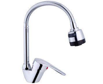 Змішувач для кухні Agua Sevilla C039, гнучкий вилив, 2 режими (душ/струмінь), хром