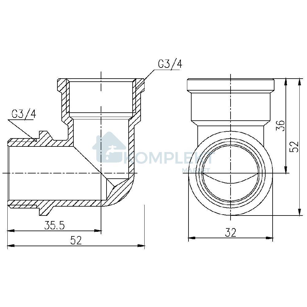Коліно SD Forte 3/4" ВЗ SF37220