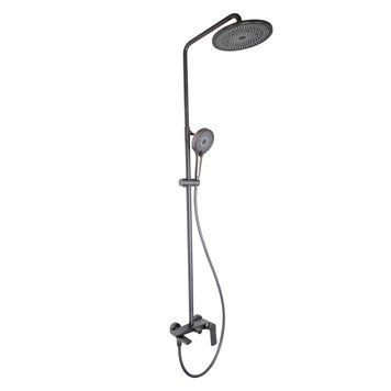 Душова система Qtap Slavonice на три споживача (з виливом) QTSLA111GMB45910 Gunmetal Black PVD