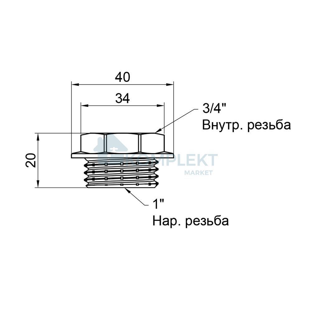 Футорка SD Plus 1"х3/4" ЗВ SD4232520