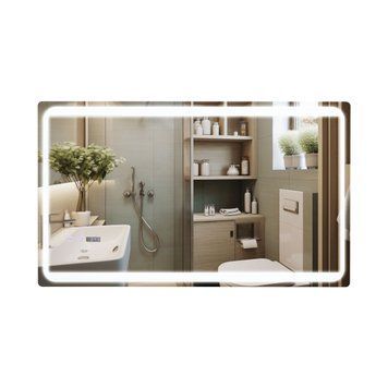 Дзеркало Qtap Mideya 1000х600 з LED-підсвічуванням Touch, з антизапотіванням, з годинником, димером рег. яскравості QT2078NCF10060W, Ні