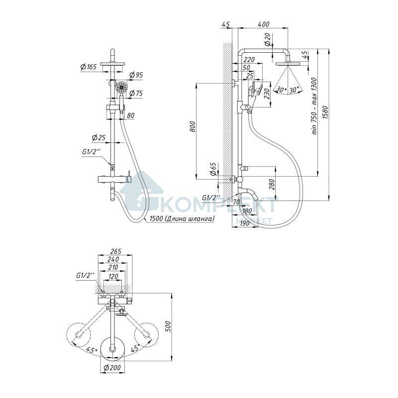 Душова система Lidz Aria 1031 (LDARI1031NKS34933) з нержавіючої сталі